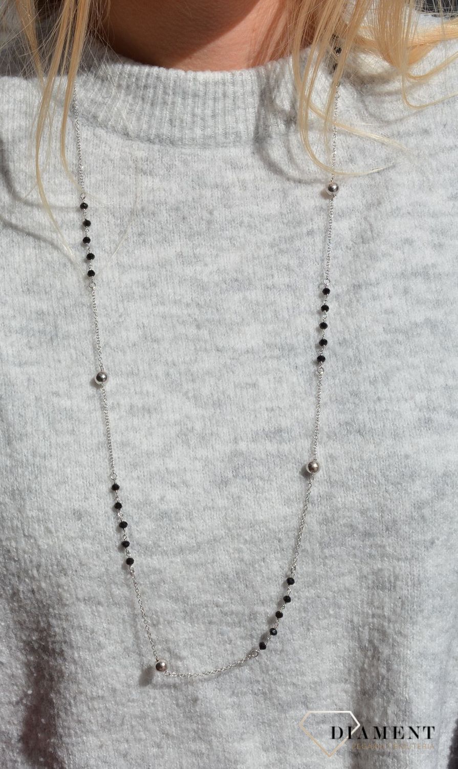 Naszyjnik srebrny długi z koralikami Dall'Acqua C RM 20432 0135.JPG